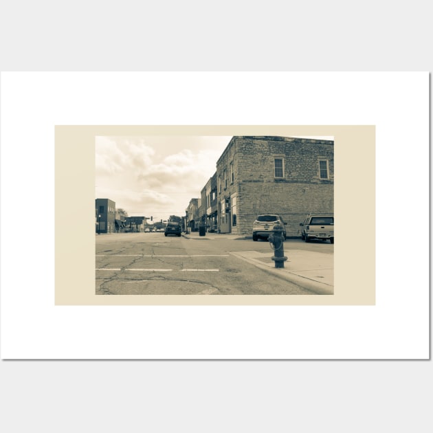 Wilmington Illinois, USA, Water Street old image style split tone Wall Art by brians101